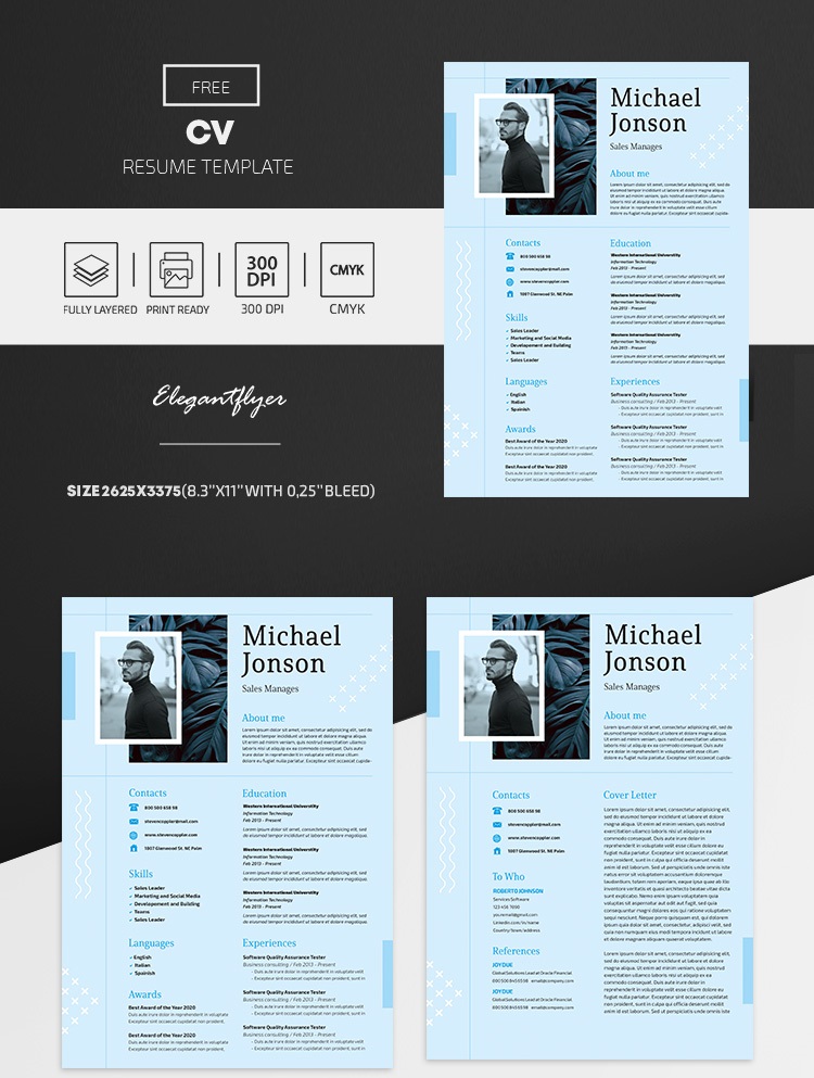 Free cv and cover letter psd templates