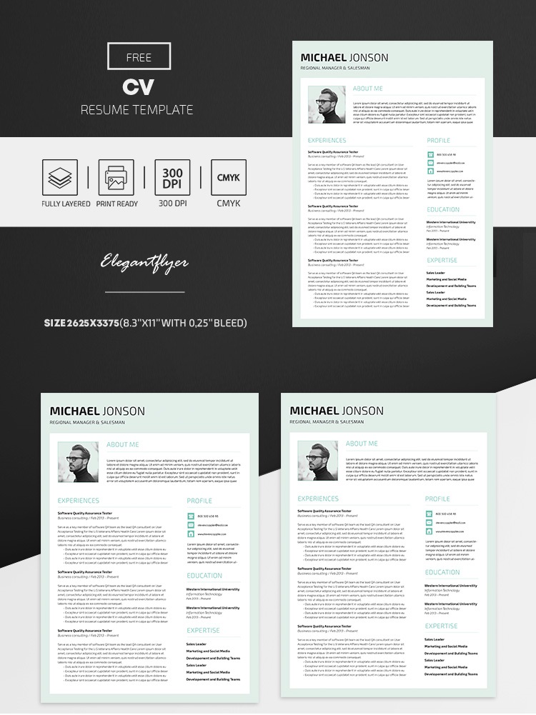 Free cv psd resume templates