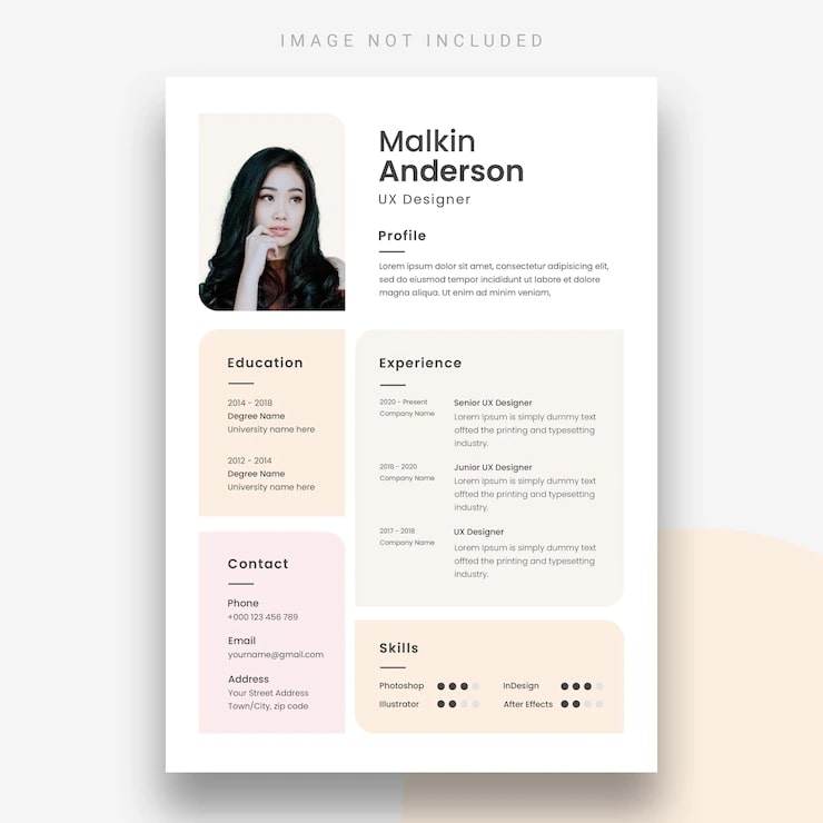 Free minimal psd resume or cv design psd