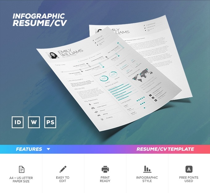 Infographic free resume template psd