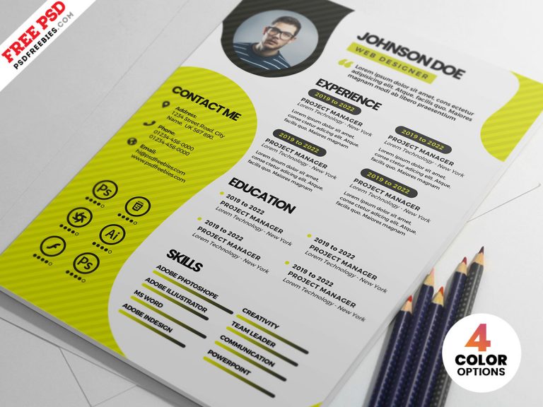 Personal portfolio resume template free psd