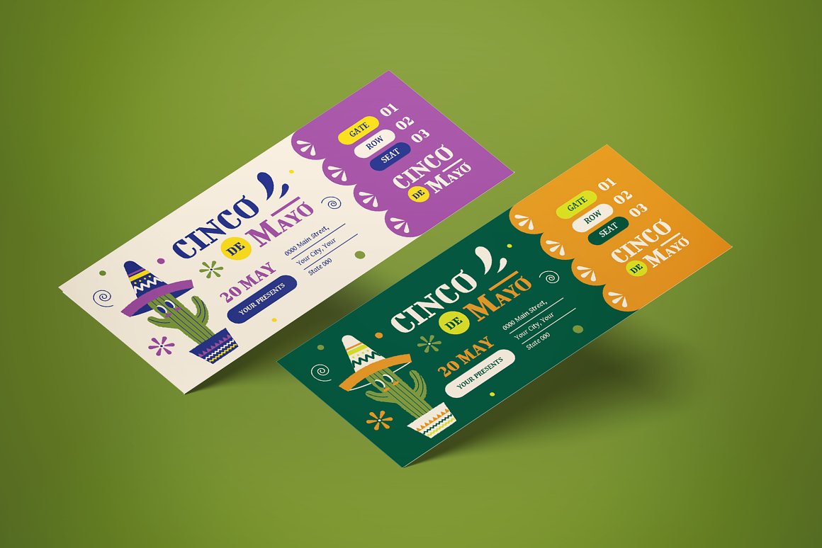 Cinco de mayo modern ticket templates