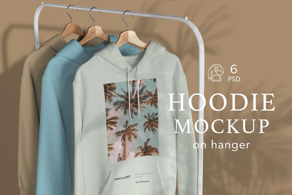 Hoodie apparel mockups on hanger