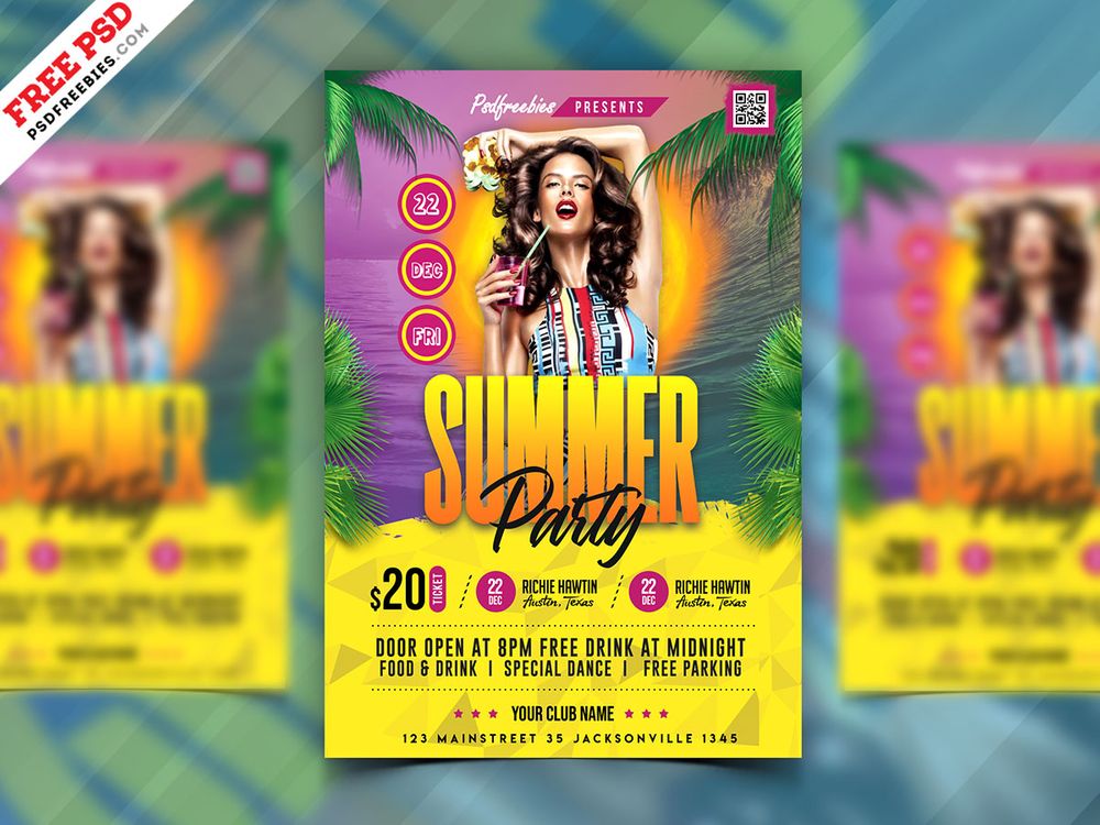 Free summer party flyer template