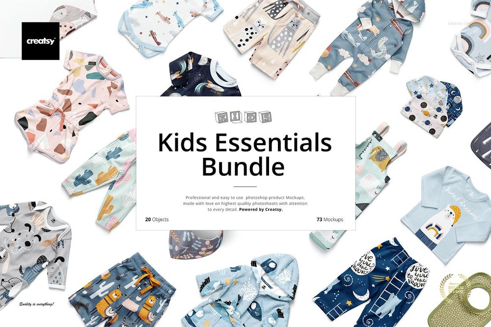 Kids essentials bundle mockup