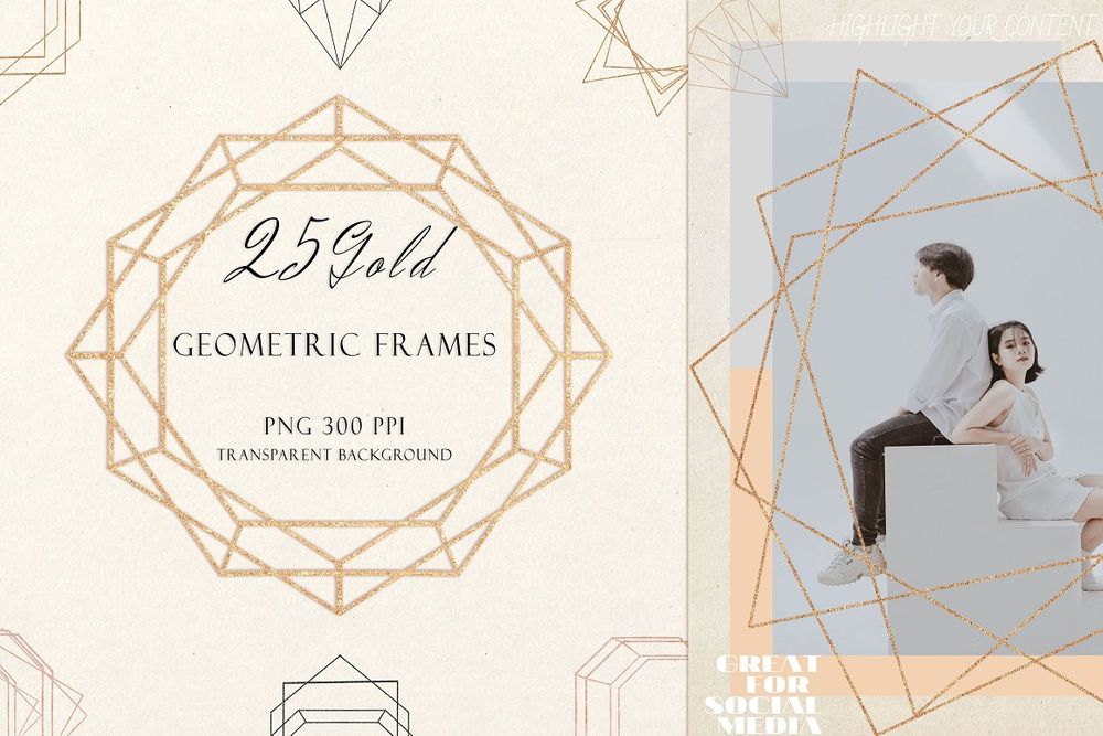 A gold geometric frames