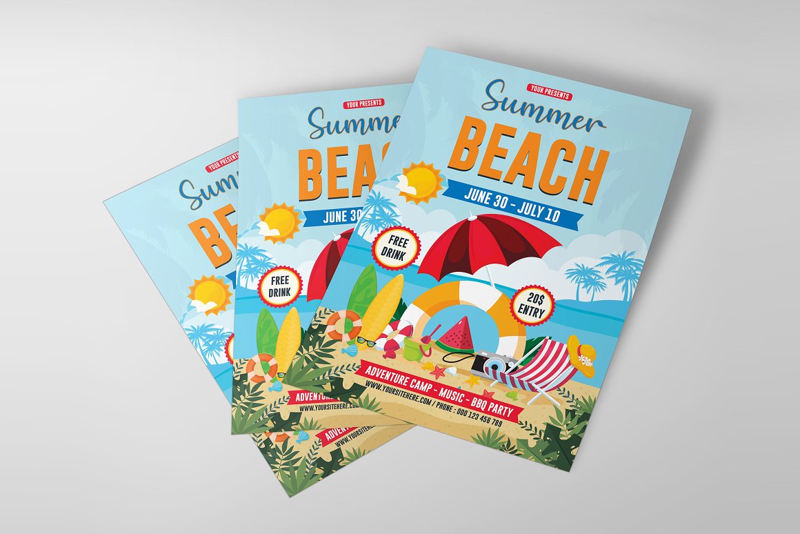 Summer beach flyer template