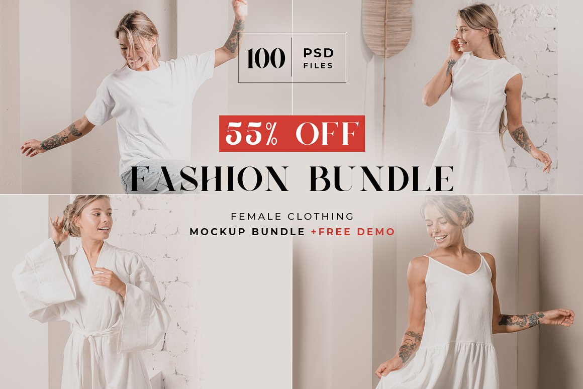 Female clothing mockup bundle