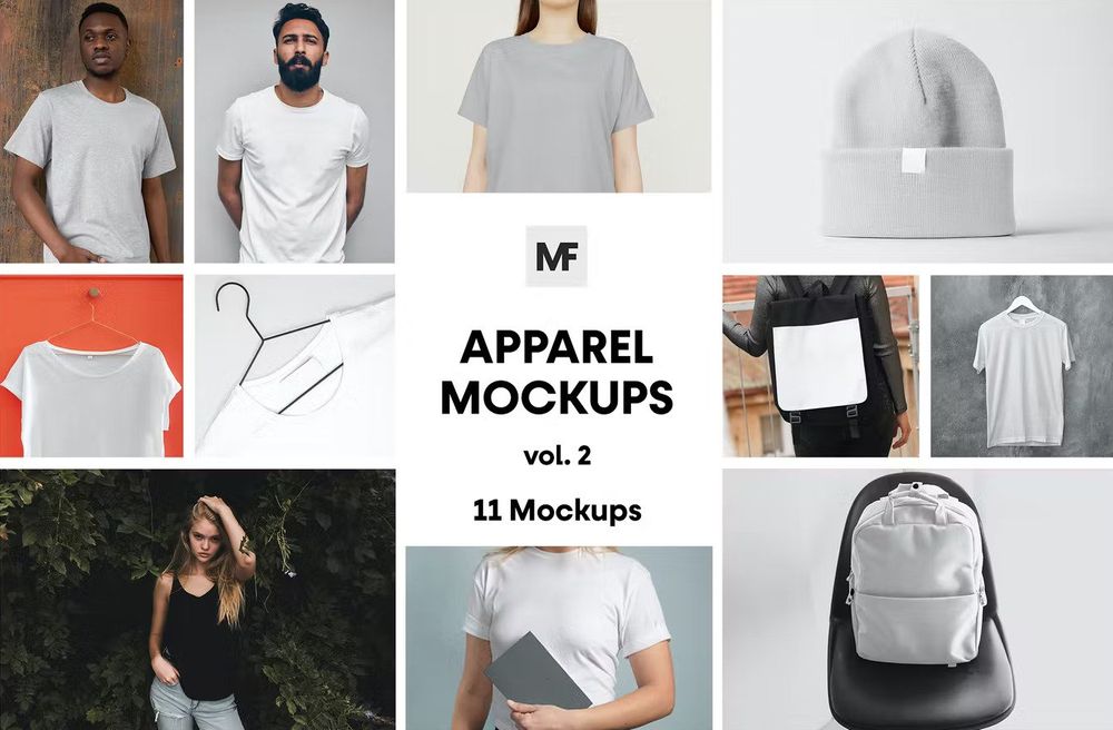 Apparel mockup templates set