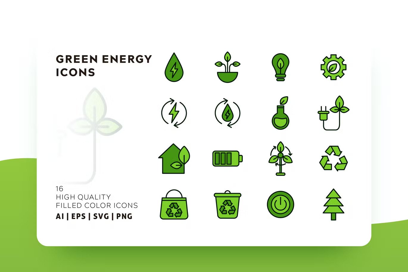 Green energy icons pack
