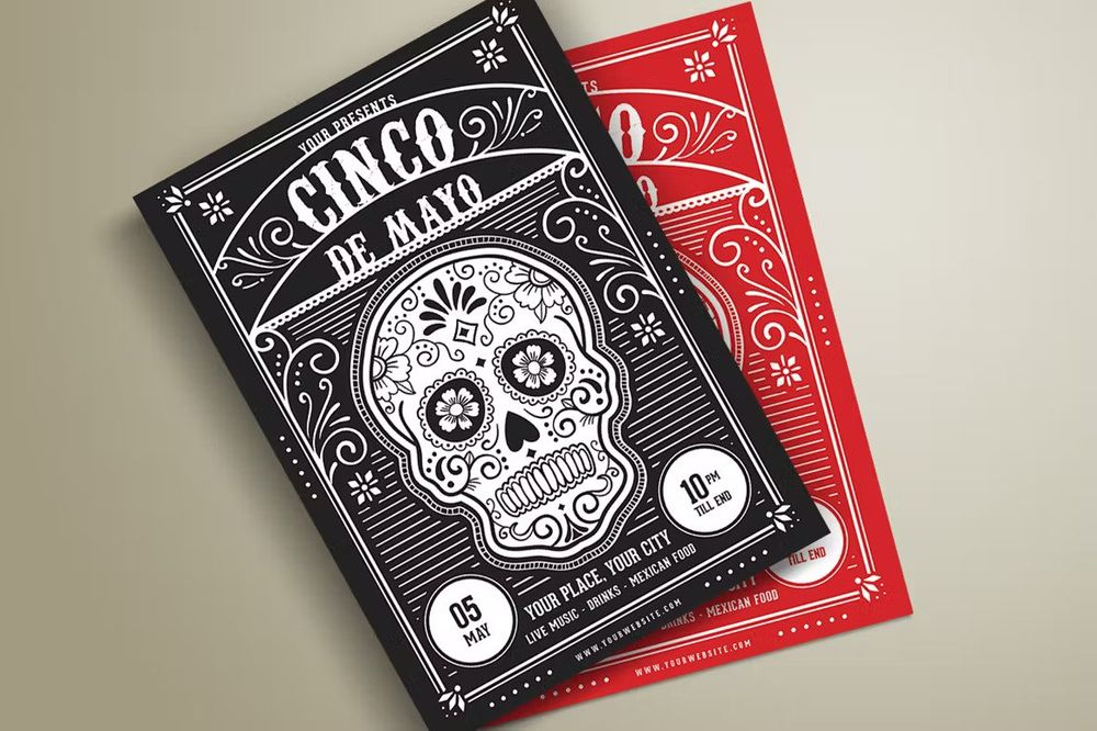 Black and red cinco de mayo flyers