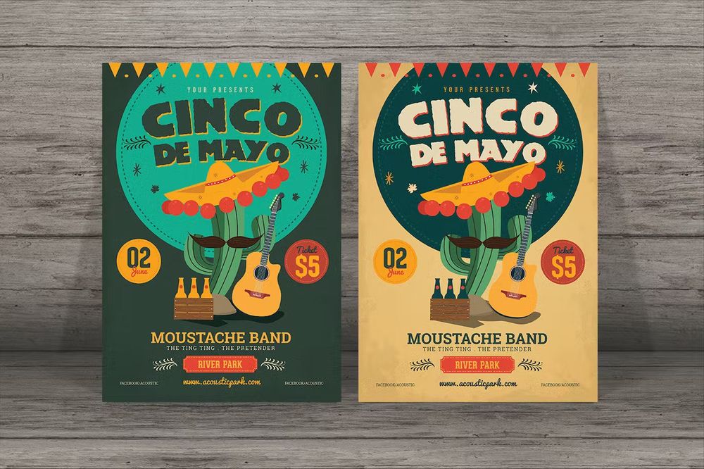 Two colorful cinco de mayo flyers