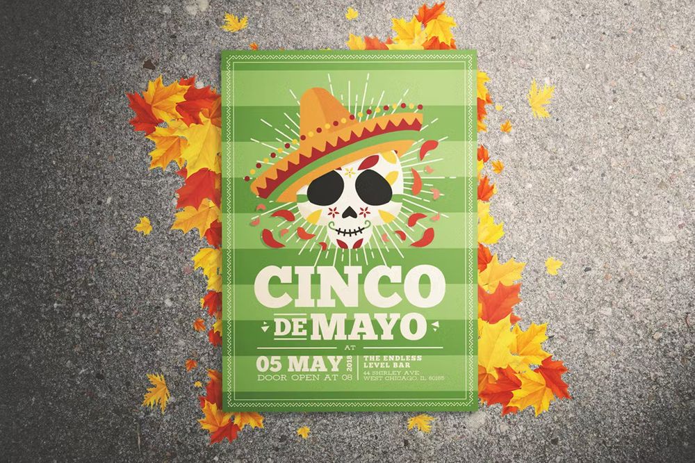 Cinco de mayo flyer on cement background