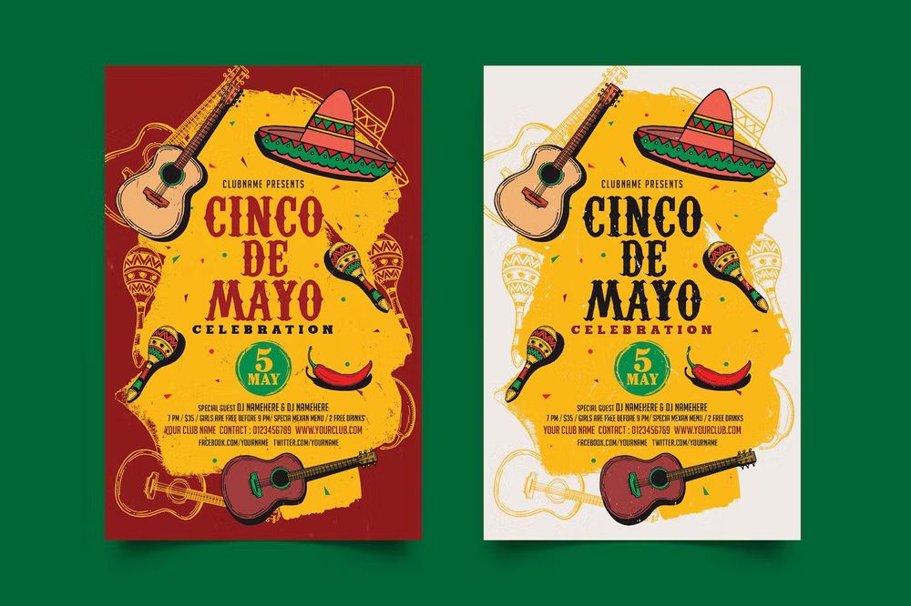 Red and white cinco de mayo flyers