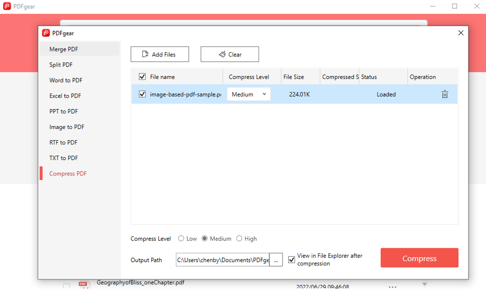 Add files to PDFgear