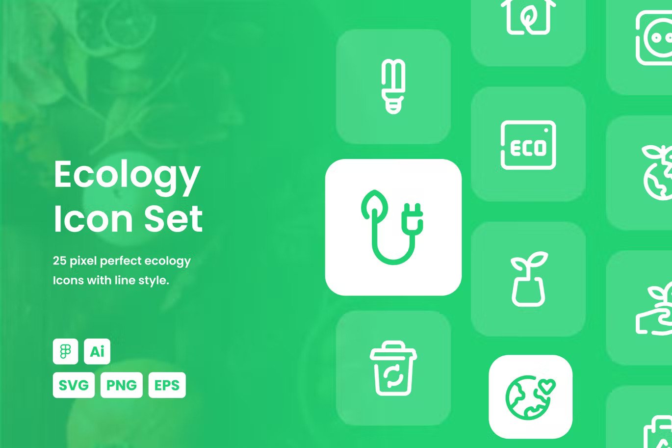 Ecology dashed icon set