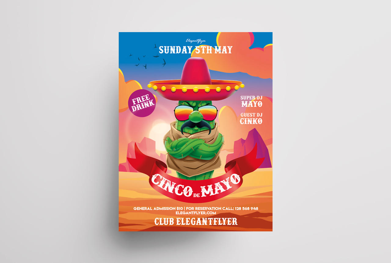 Colorful free cinco de mayo club flyer