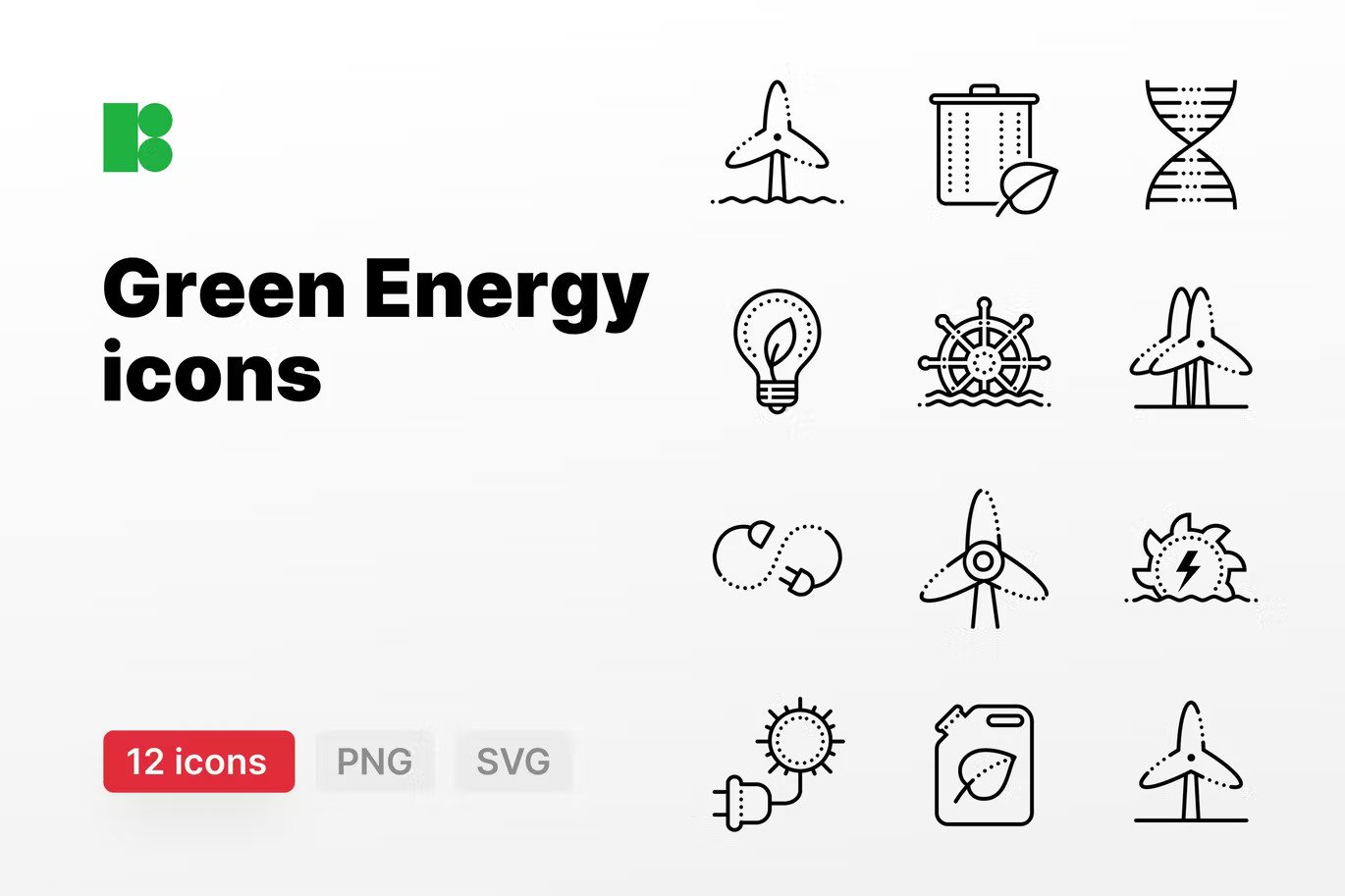 Modern green energy icons