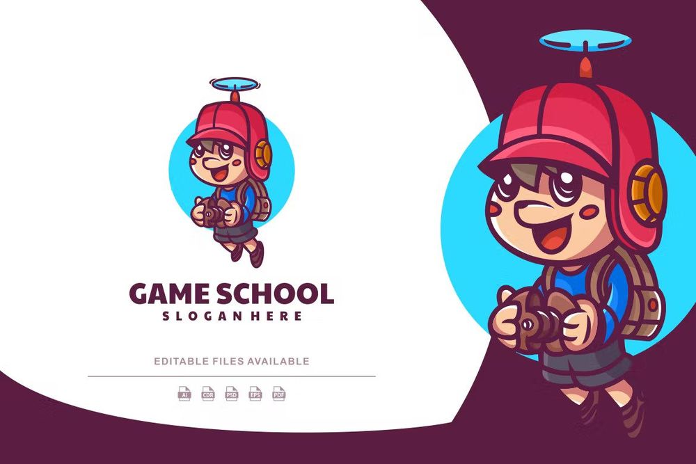 Kids gaming logo mascot