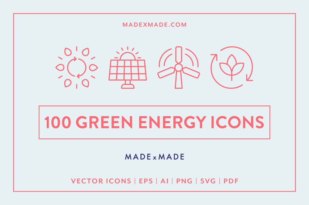 Linear green energy icons pack