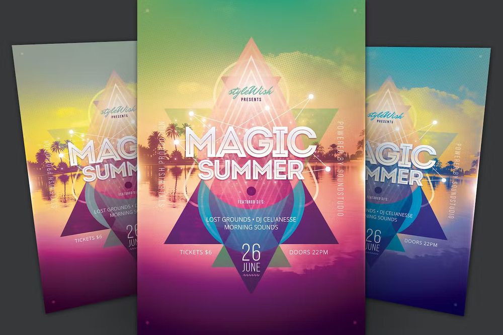 Magic summer club flyer template
