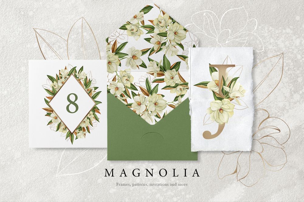 Magnolia frames patterns invitations and more