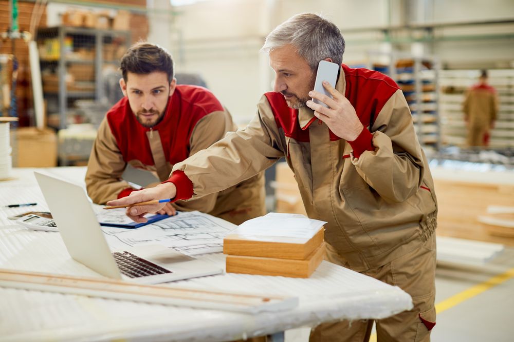 Two workers contact support