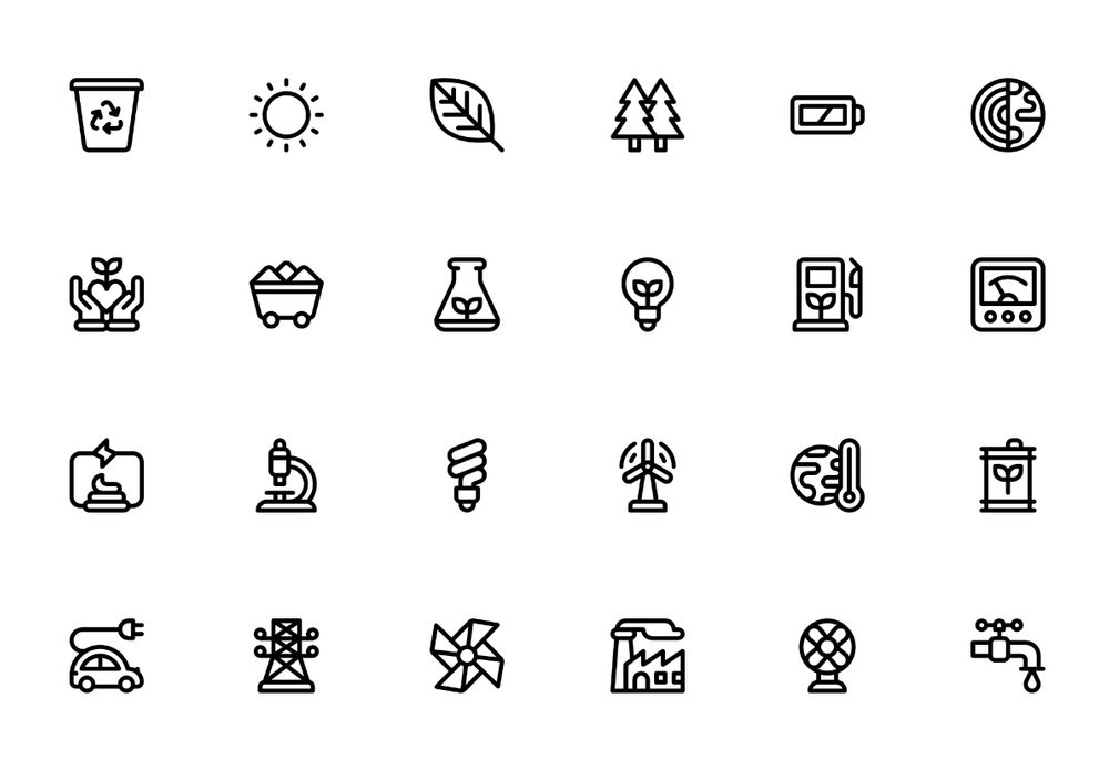 Free line style renewable energy icons