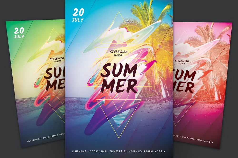 Colorful summer flyer template
