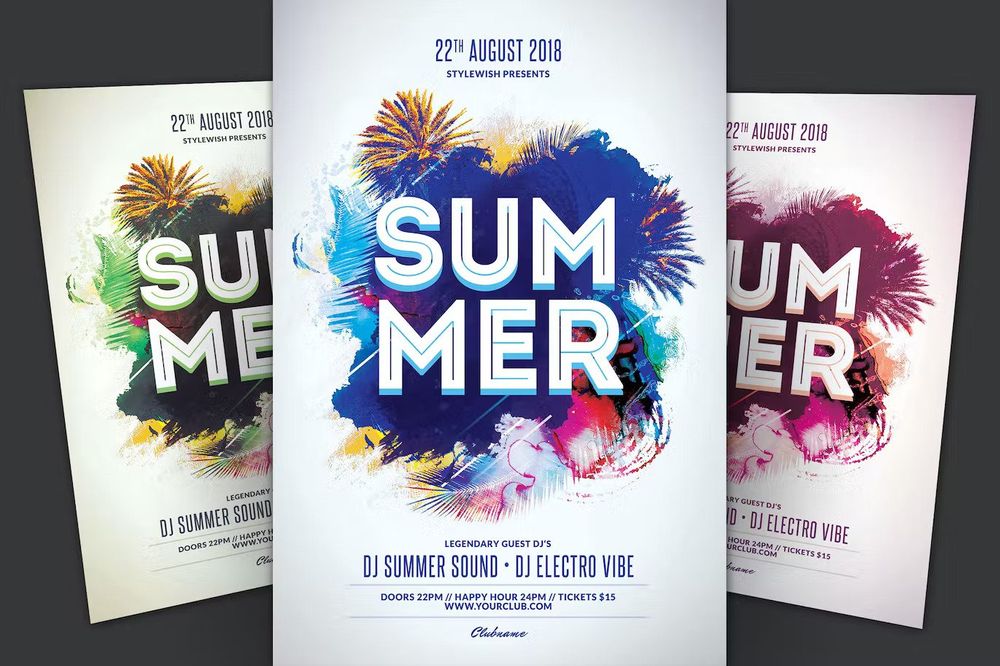 Summer club party flyer template