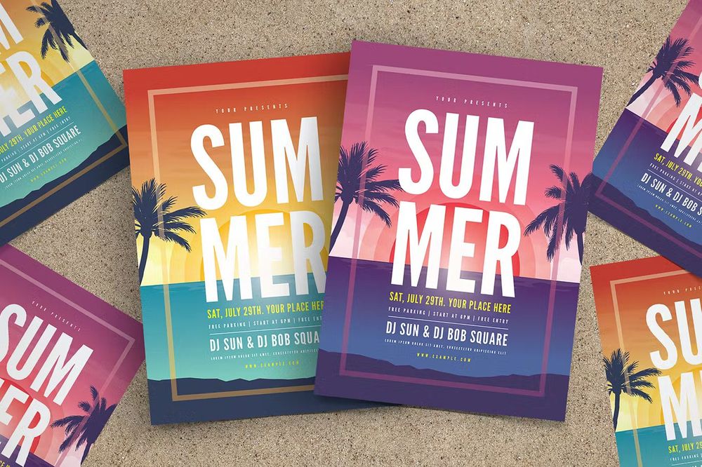 Colorful summer event flyer template