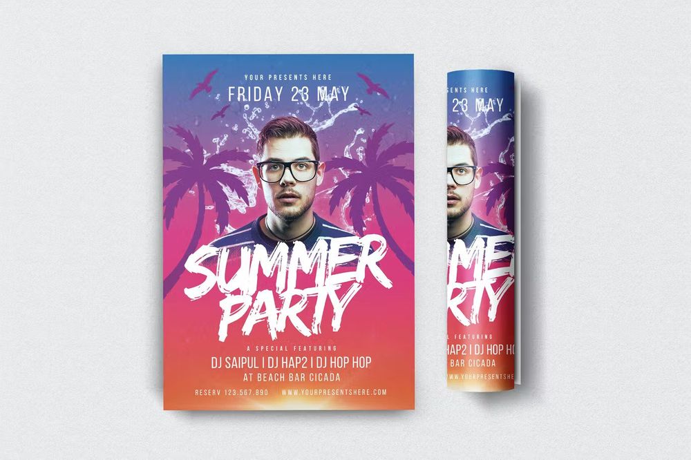 Summer party flyer template