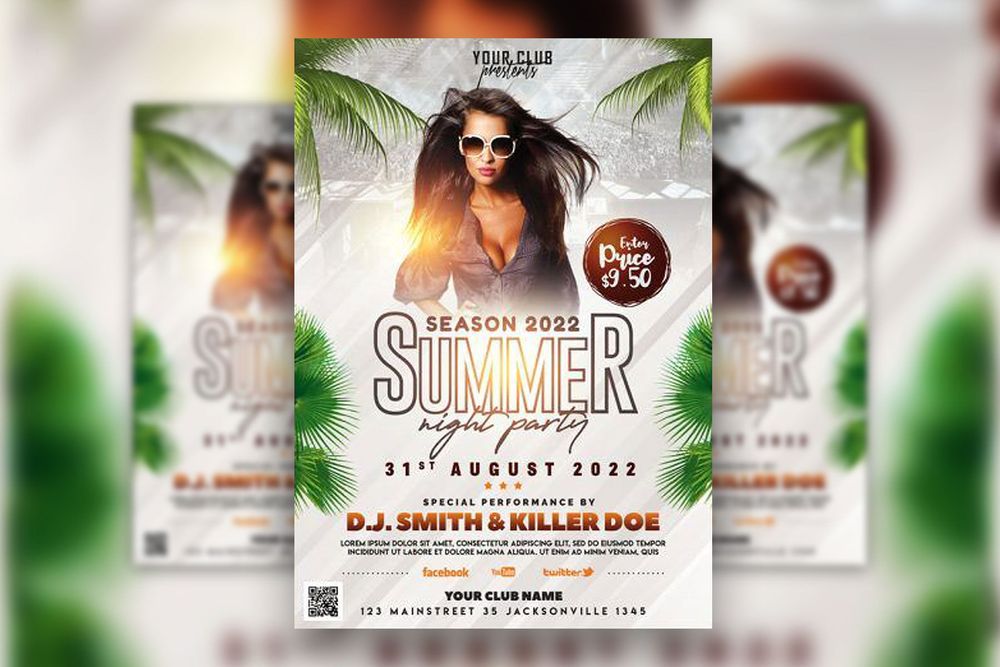 Free summer night party flyer template