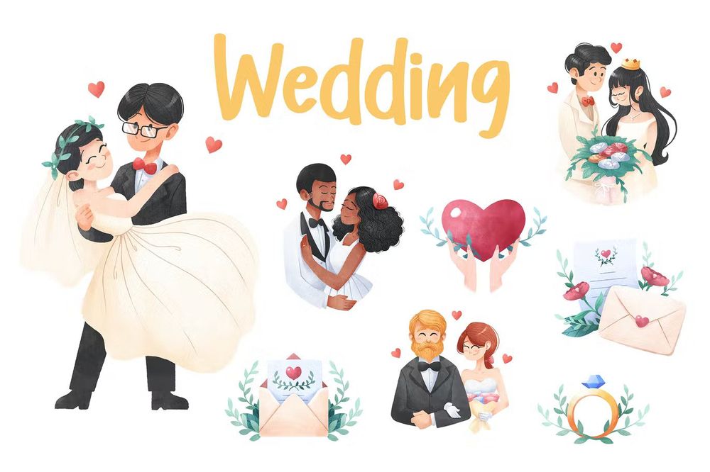 Cute wedding illustrations