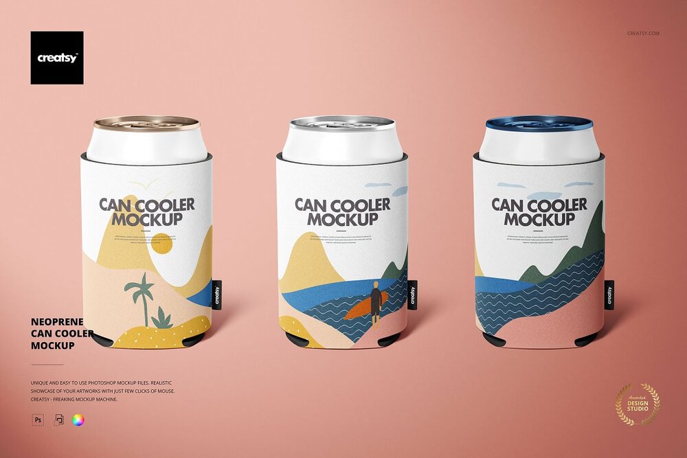 Cans with a cooler mockup template