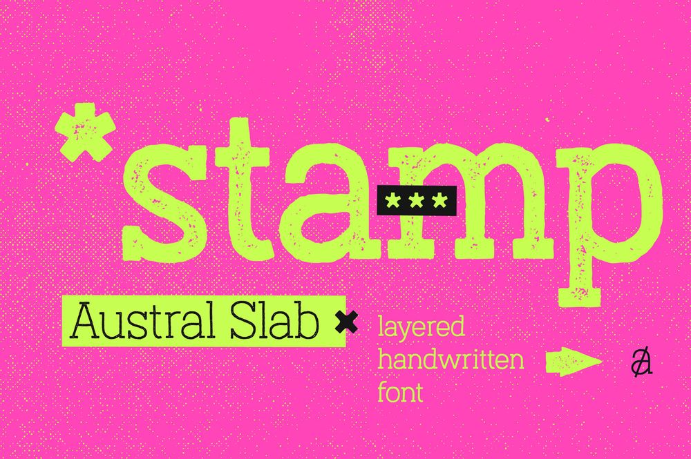 A handwritten stamp font