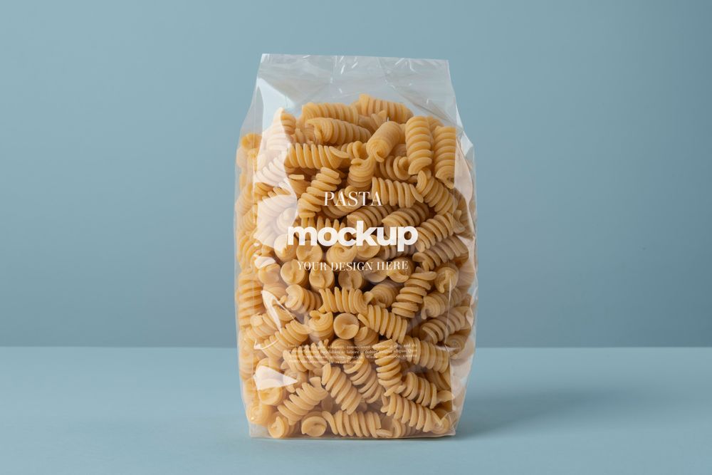 Free clear pasta bag mockup