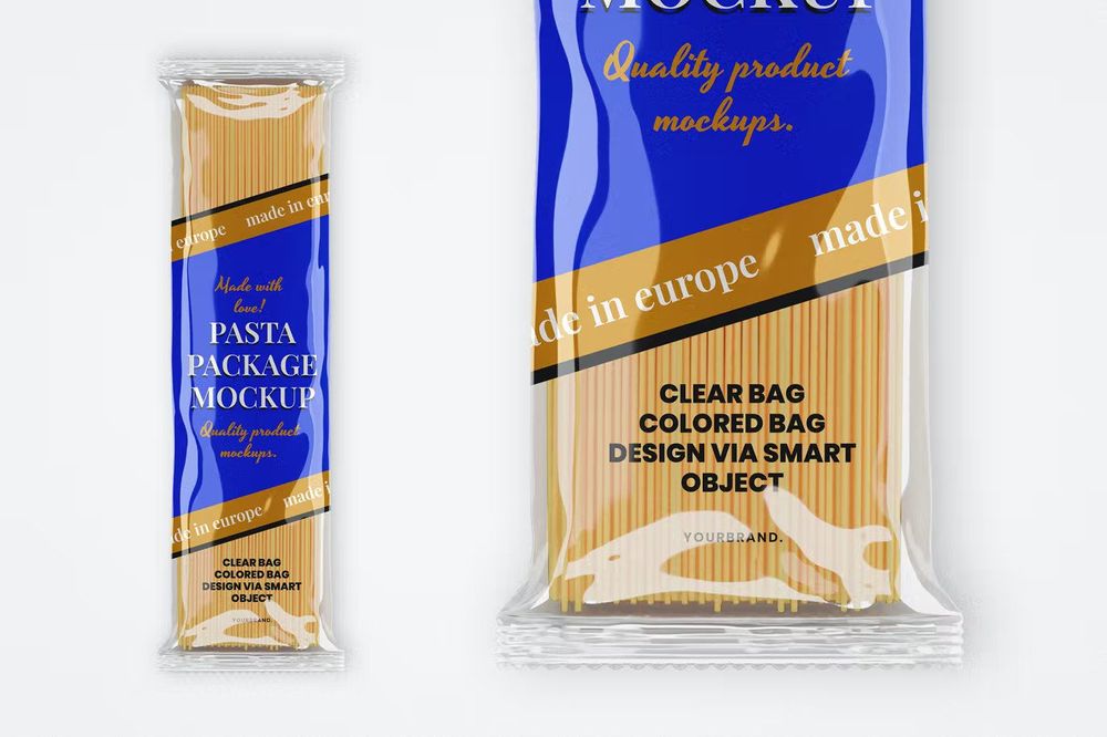 Clear spagetti packaging mockup template
