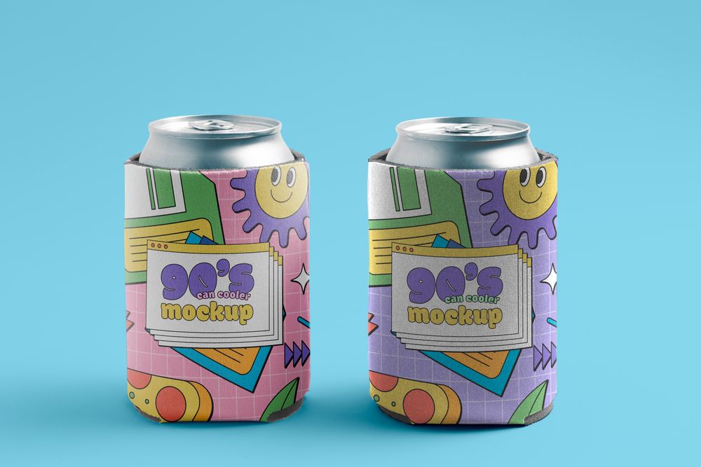 Free can with a cooler mockup template