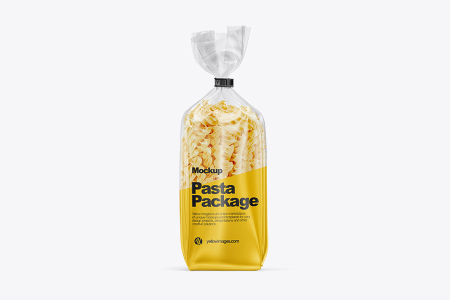 Fusilly pasta packaging mockup template