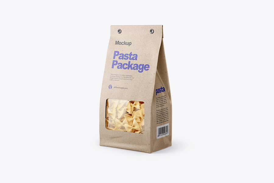 Pasta in kraft paper bag mockup