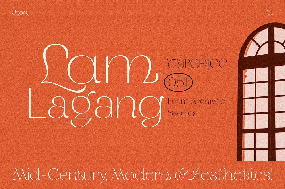 Aesthetic mid-century modern typeface