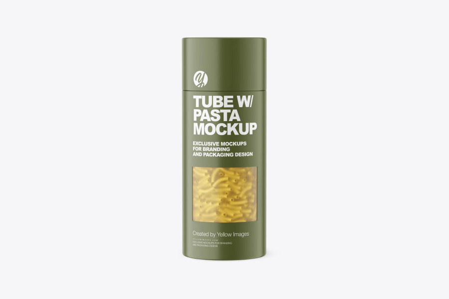 Pasta tube packaging mockup template