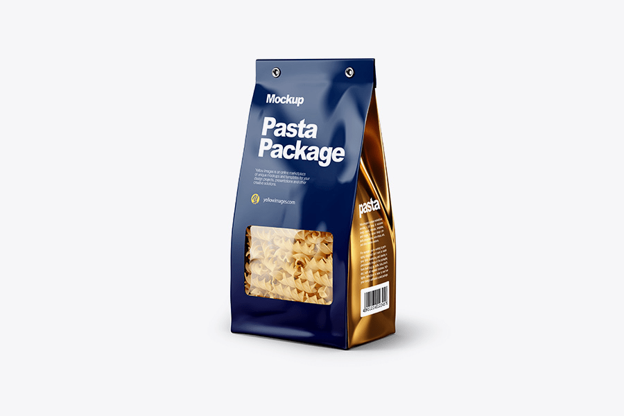 A pasta packaging mockup template
