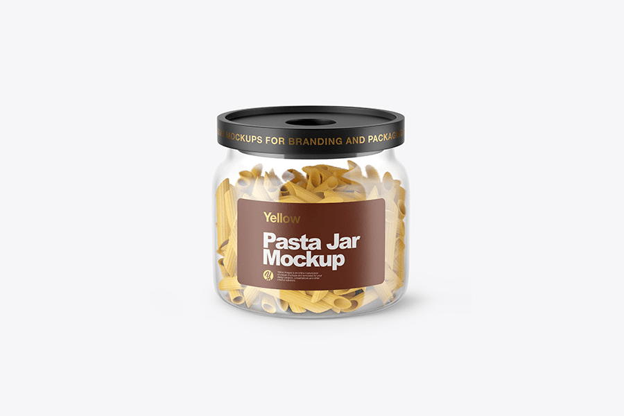 Closed pasta jar mockup template