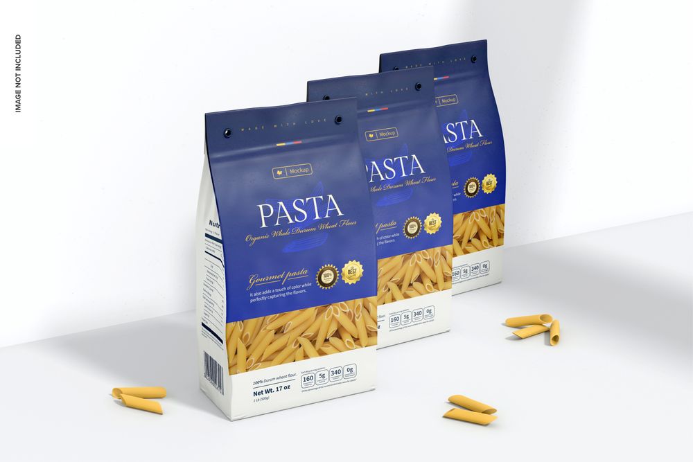 Free paper bags with pasta mockup