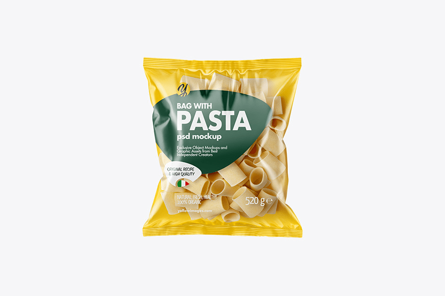 A bag with pasta psd mockup