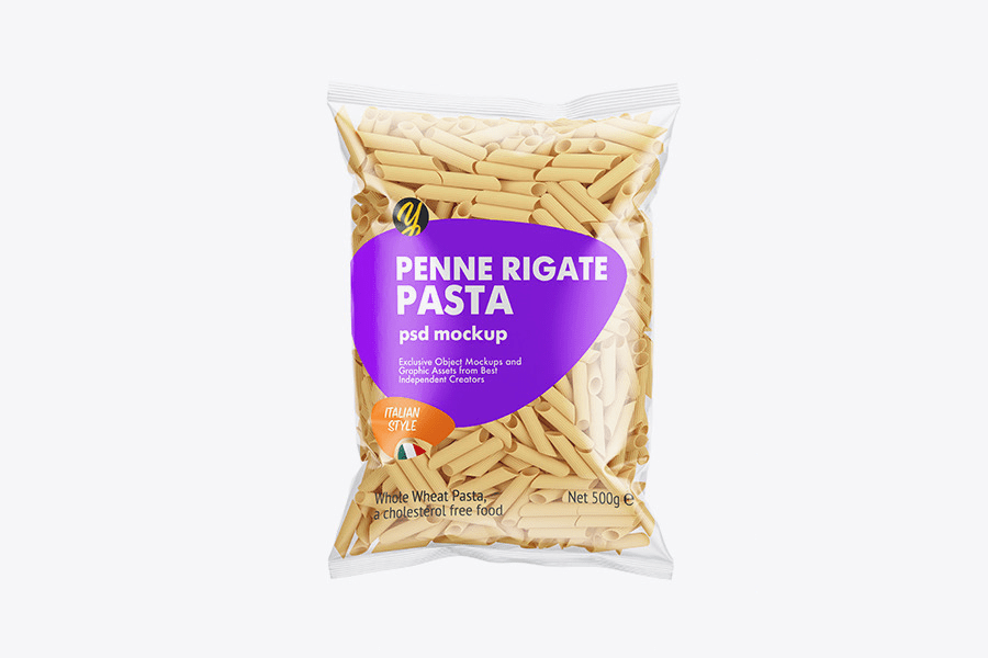 Penne rigate pasta psd mockup