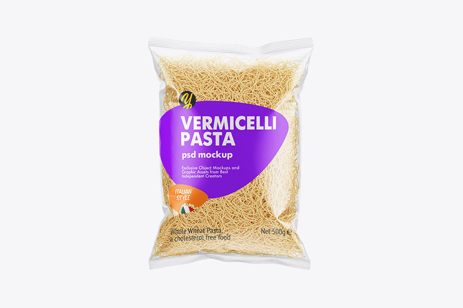 A bag with vermicelli pasta mockup