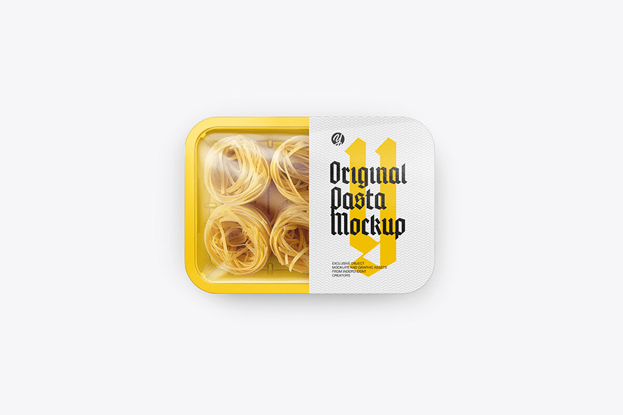 A tray with pasta mockup